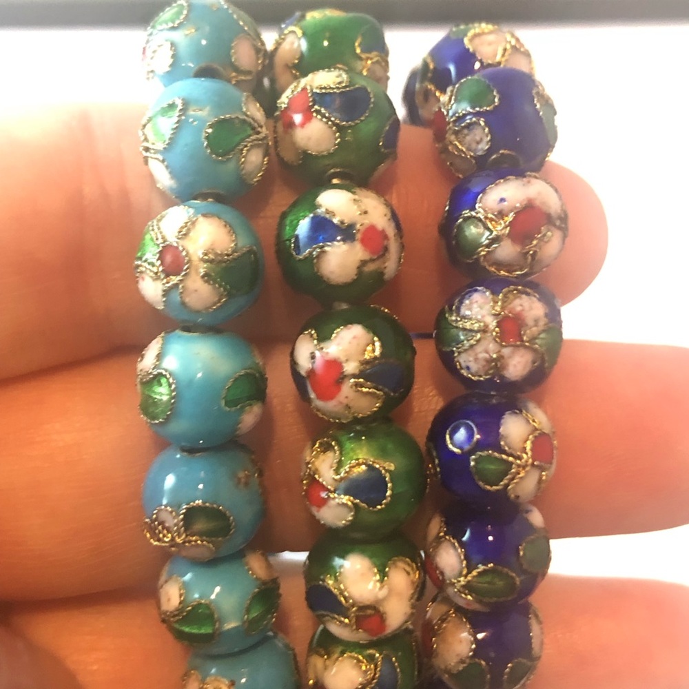 Set of 3 exquisite cloisonné enamel bracelets